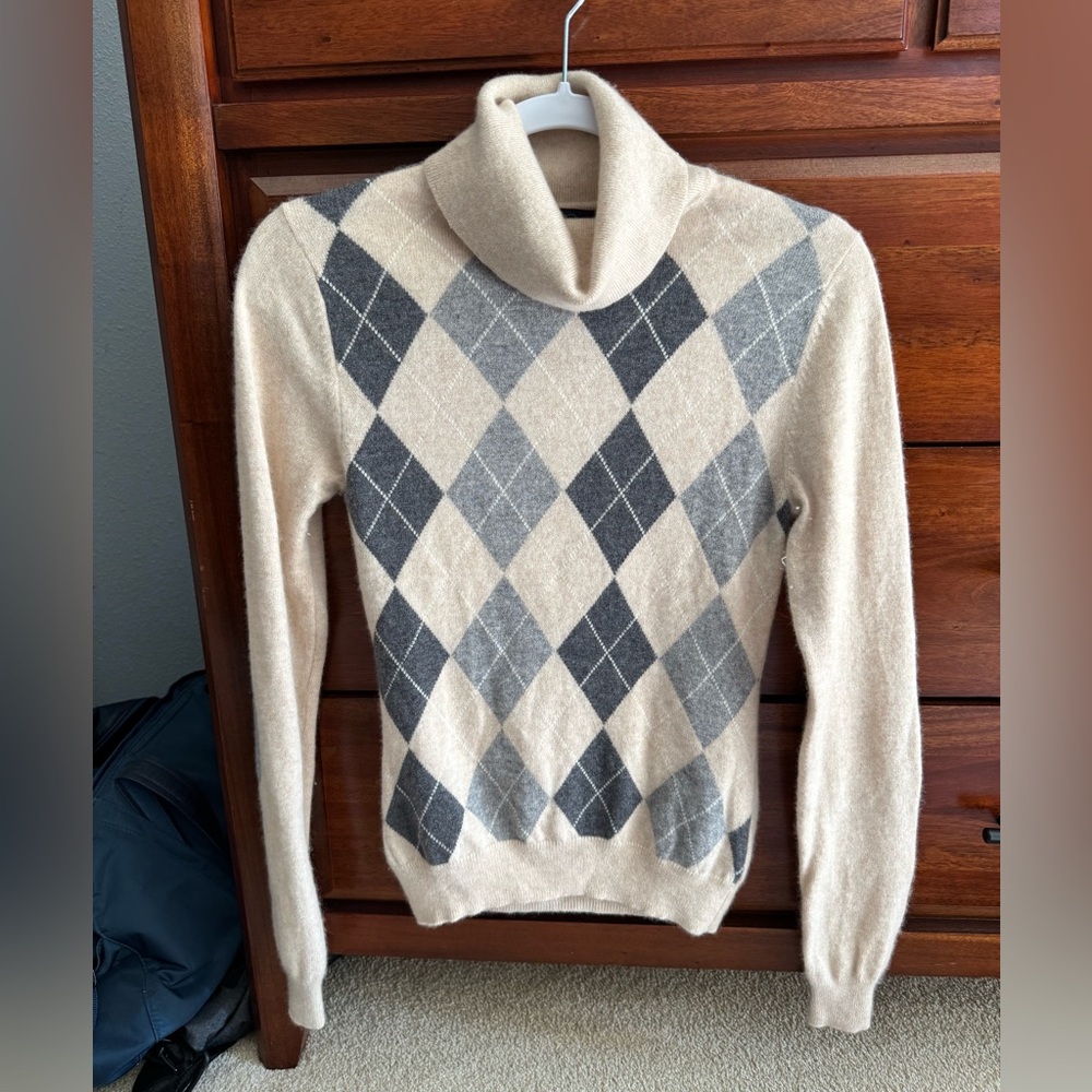 Brooks Brothers Cashmere Argyle Turtleneck XS